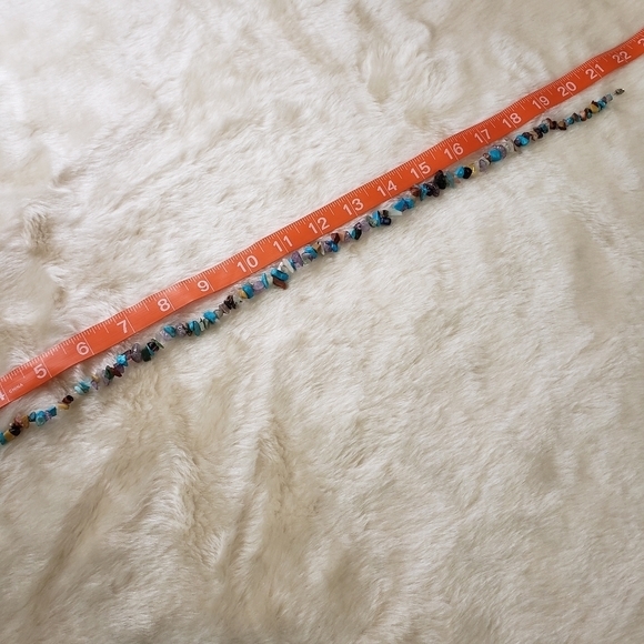 MIXED Semiprecious Gemstone Organic Chip Necklace Blue Purple - Picture 5 of 5